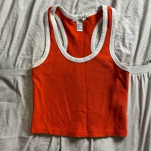 Orange Waffle Knit Racerback Crop Top | Forever 21